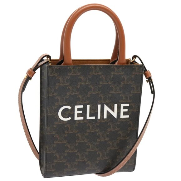 CELINE Triomphe Canvas Minibar Tical Hippo Hand Bag PVC 2way Black Auth 70260AM - Picture 1 of 16
